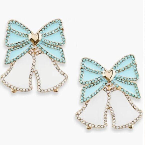 BaubleBar Wedding Bell Drop Earrings with Blue Bows - Picture 1 of 3
